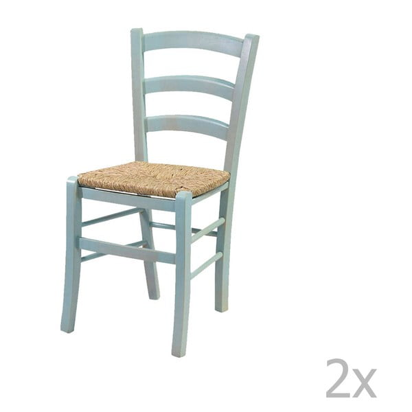 Set 2 scaune din lemn masiv Evegreen House Straw, albastru