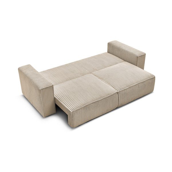 Canapea maro deschis extensibilă/cu spațiu de depozitare cu tapițerie din catifea reiată  244 cm Chelsea – Bobochic Paris-image-4