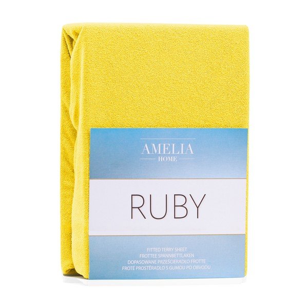 Cearceaf elastic AmeliaHome Ruby, 200 x 120-140 cm, galben închis-image-1