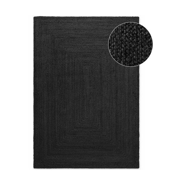 Covor negru reversibil/țesut manual din iută 200x300 cm Juno – Hanse Home