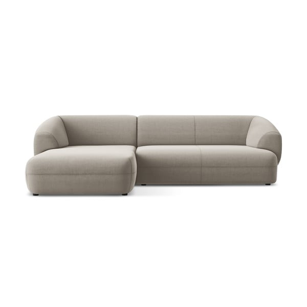 Colțar bej cu tapițerie din catifea (cu colț pe partea stângă) Moana – Makamii