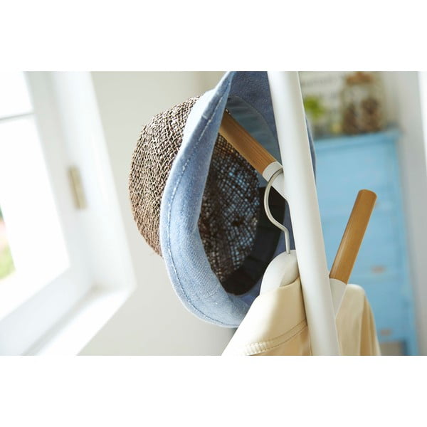 Cuier cu detalii din lemn de fag YAMAZAKI Plain Pole Hanger, alb-image-2