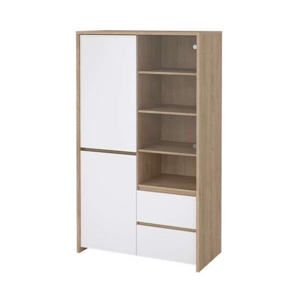 Vitrină albă-în culoare naturală cu aspect de lemn de stejar 100x170x48 cm Next – Tvilum-image-4