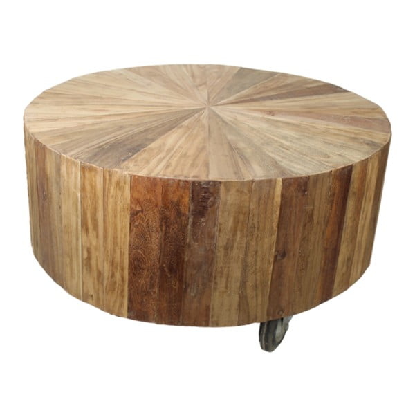 Măsuță mobilă de cafea din lemn de tec HSM Collection Sun, ⌀ 80 cm