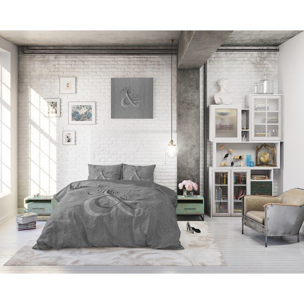 Lenjerie din bumbac pentru pat de o persoană Pure Cotton Mr and Mrs Knitted, 140 x 200/220 cm-image-4