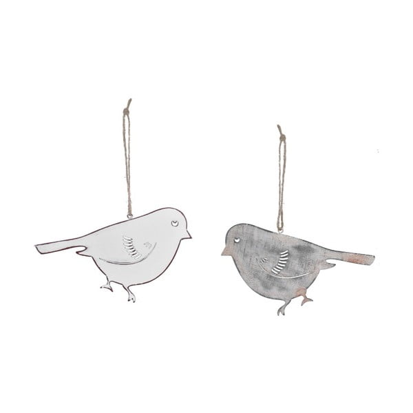 Set 2 decorațiuni mici suspendate Ego Dekor, 13 x 8 cm, motiv pasăre, alb