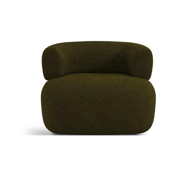 Fotoliu verde cu tapițerie din țesătură bouclé Jenny – Micadoni Home-image-2