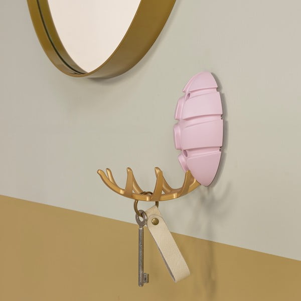 Cârlig roz deschis/auriu de montat pe perete din plastic Bug – Spinder Design-image-3