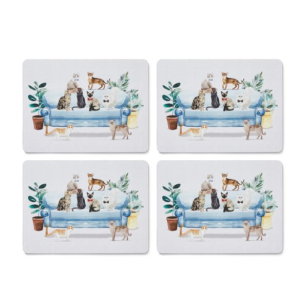 Set 4 suporturi farfurii din plută 21.5x29 cm Curious Cats - Cooksmart ®-image-2