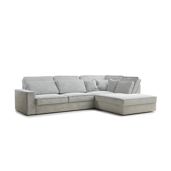 Colțar gri deschis cu tapițerie din chenille (cu colț pe partea dreaptă/în formă de ”L”) Kirou – Maison de Rêve-image-2