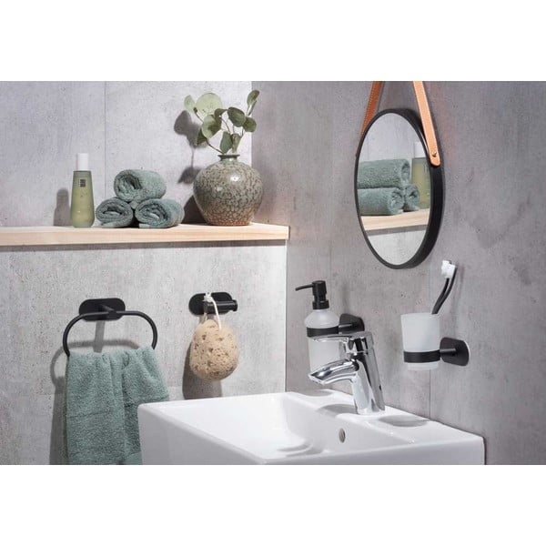 Set de accesorii de baie negru mat autoadeziv din oțel inoxidabil Orea – Wenko-image-1