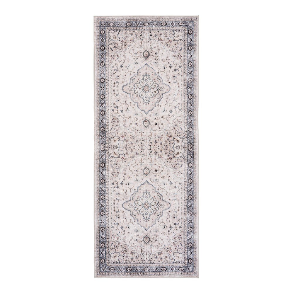 Covor tip traversă bej/albastru prăfuit 80x200 cm Havana – House Nordic