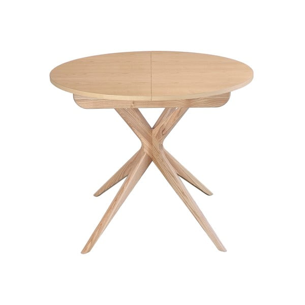 Masă de dining rotundă extensibilă din lemn de frasin cu blat suplimentar ø 90 cm Jubi – Ragaba