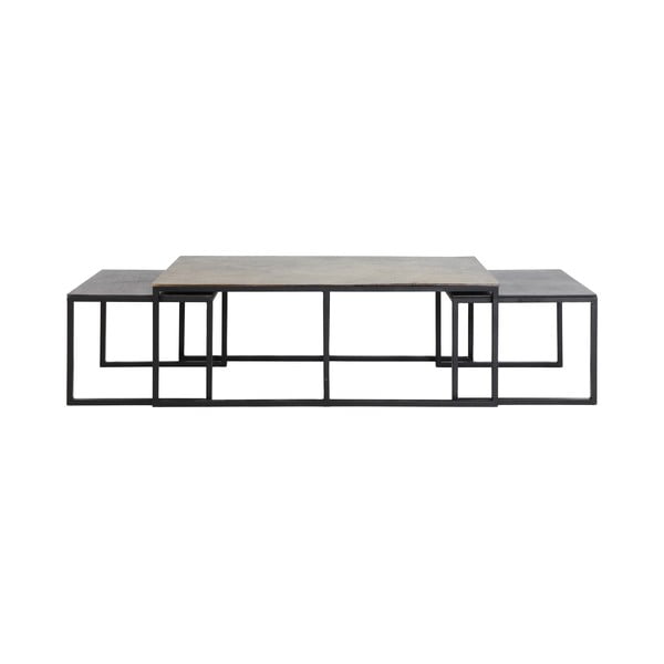 Măsuțe de cafea negre/în culoarea bronz 3 buc. din metal 50x120 cm Kumalu – Light & Living
