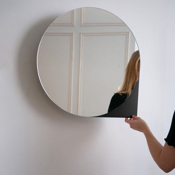 Dulap de baie negru suspendat/cu oglindă din metal 55x55 cm Sonnet – Spinder Design-image-1