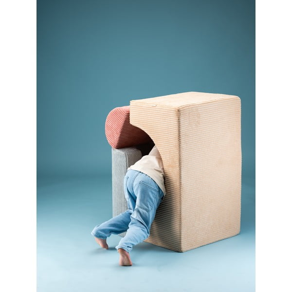 Teren de joacă din spumă maro deschis 3 buc. din catifea reiată înălțime 37 cm 75x49 cm Rainbow Montessori – Wigiwama-image-4