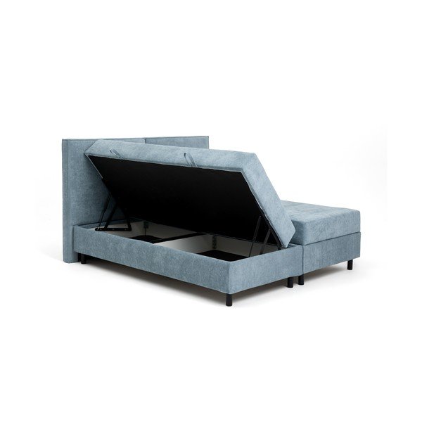 Pat boxspring albastru cu spațiu de depozitare 180x200 cm Elva Bold – Bonami Selection-image-4