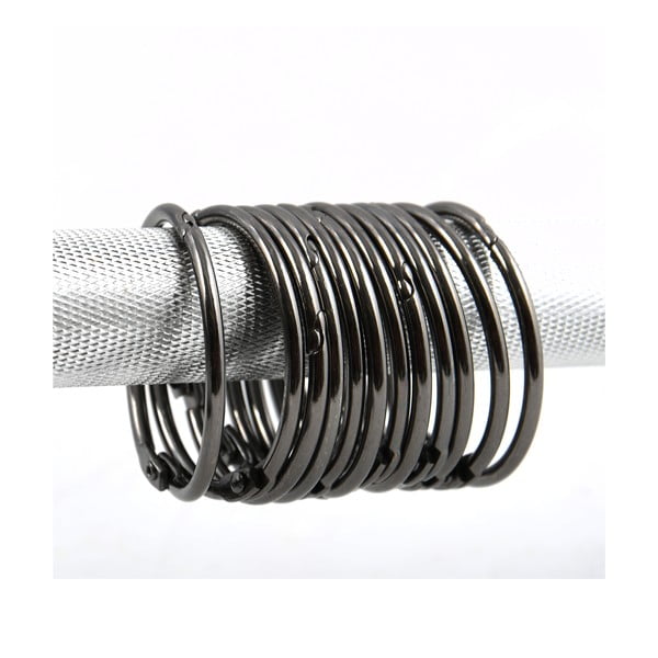 Inele pentru perdea de duș negru-mat 12 buc. Ringo Small – Spirella-image-1