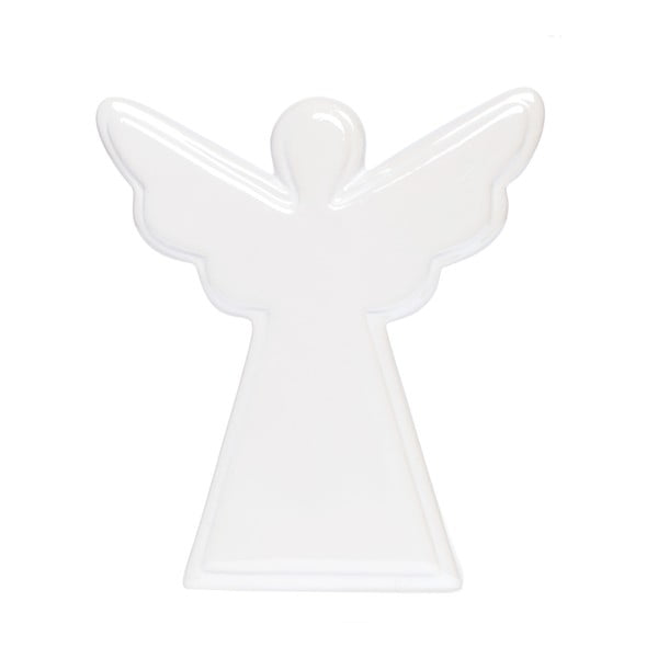 Decorațiune din ceramică Ewax Angel, lungime 12 cm, alb