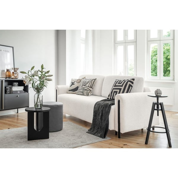 Canapea crem extensibilă/cu spațiu de depozitare cu tapițerie din țesătură bouclé 244 cm Arcadova – ELTAP-image-3