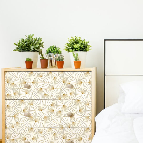 Tapet decorativ pentru mobilier Ambiance Hexoka, alb - galben-image-3