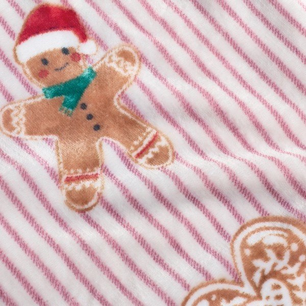 Pătură roșie/în culoare naturală 170x130 cm  cu model de Crăciun Christmas Gingerbread Stripe – Catherine Lansfield-image-3