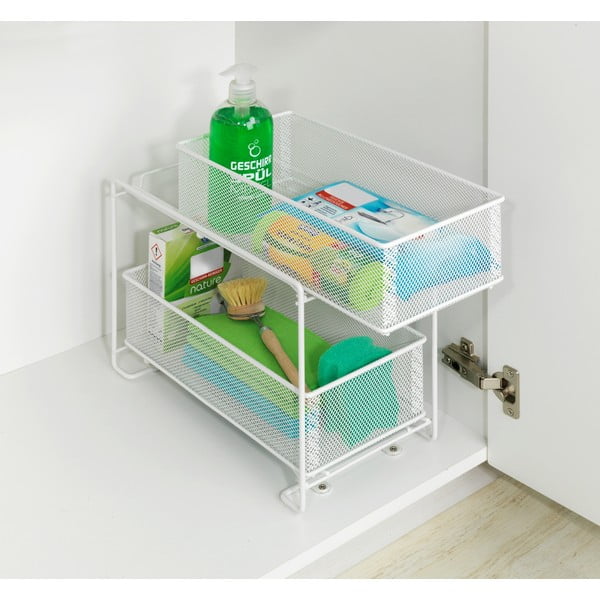 Suport cu 2 coșuri metalic alb cu ventuze Wenko -image-1