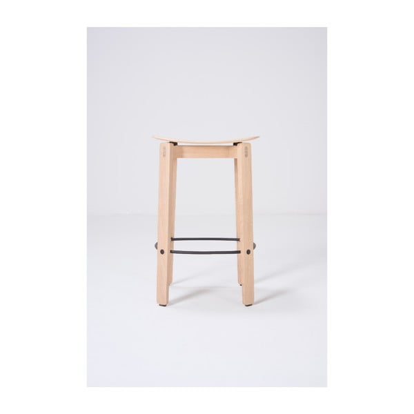 Scaun de bar în culoare naturală din lemn de stejar (înălțime șezut 65 cm) Nora – Gazzda-image-3