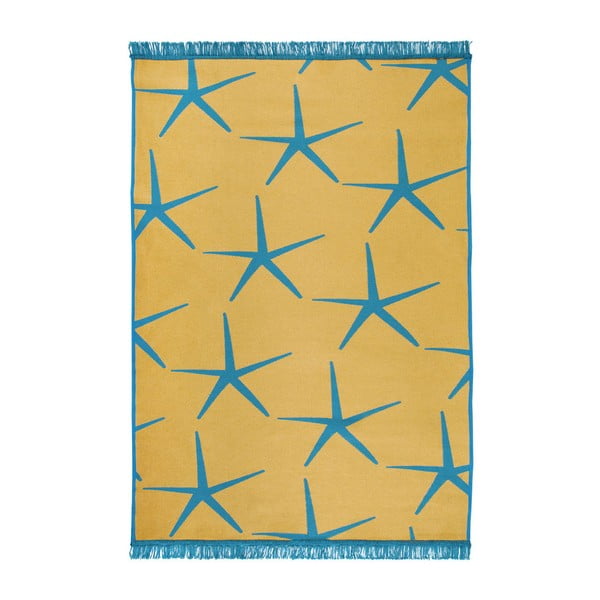 Covor reversibil Starfish, 150 x 215 cm, albastru-galben