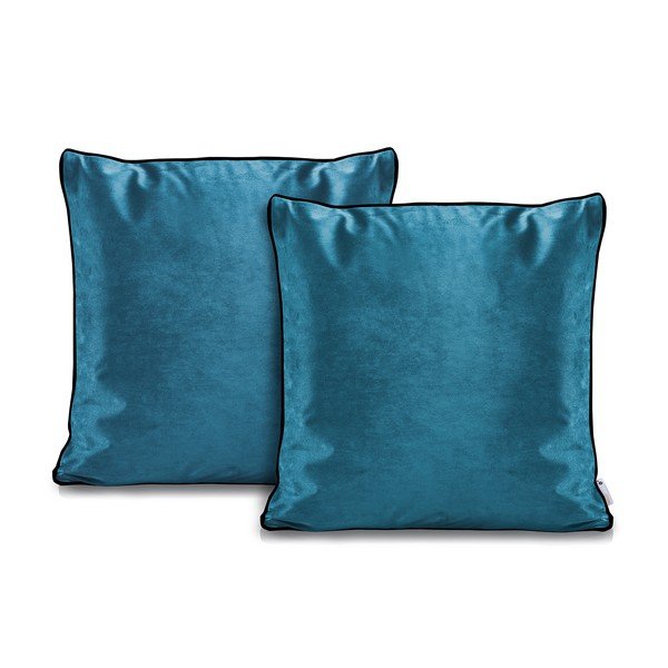 Set 2 fețe de pernă DecoKing Rimavelvet Marine, 45 x 45 cm, albastru-image-1