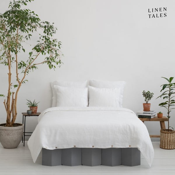 Lenjerie de pat albă din fibre de cânepă pentru pat de o persoană/extinsă 165x220 cm – Linen Tales