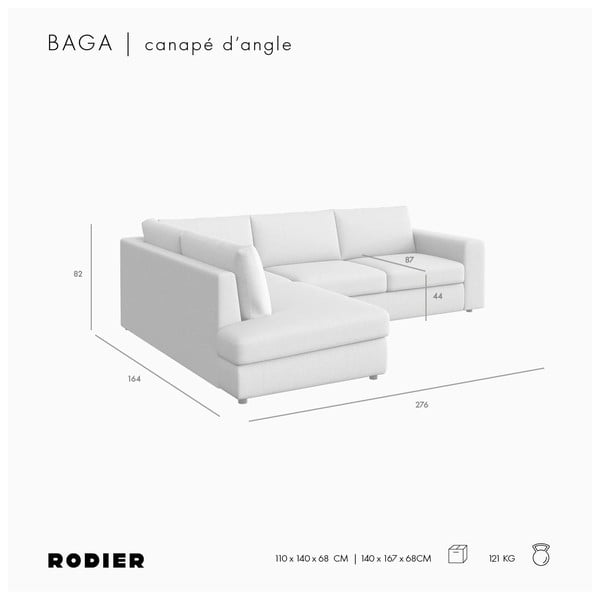 Colțar maro deschis cu tapițerie din catifea (cu colț pe partea stângă, în formă de ”L”) Baga – Rodier-image-4