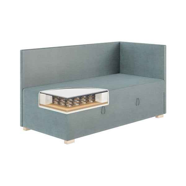 Pat pentru copii  albastru pe colț cu spațiu de depozitare cu saltea 90x200 cm Flexi – Ghado-image-4