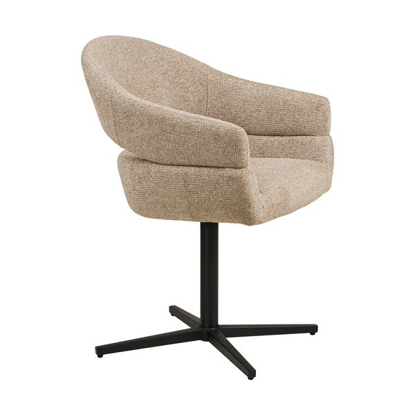 Scaun de sufragerie bej cu cotiere tapițat Dover – House Nordic-image-3