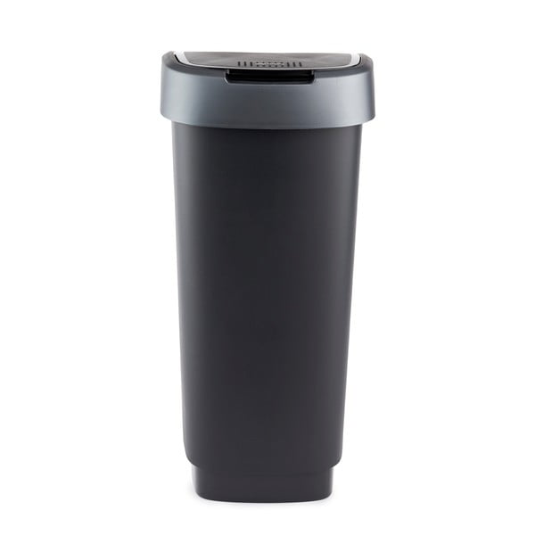 Coș de gunoi din plastic reciclat, argintiu-negru 25 l Twist - Rotho-image-3