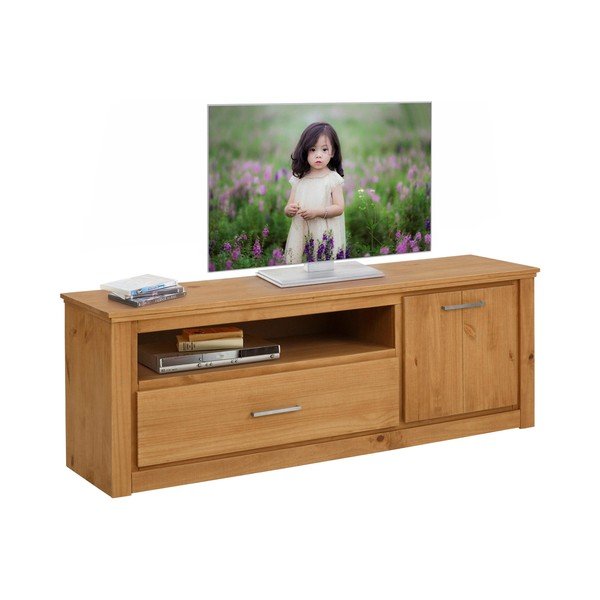 Masă TV în culoare naturală din lemn masiv de pin 160x55 cm Celia - Støraa-image-4