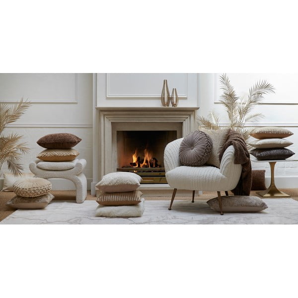 Taburet crem cu tapițerie din stofă bouclé Nafya – Light & Living-image-3