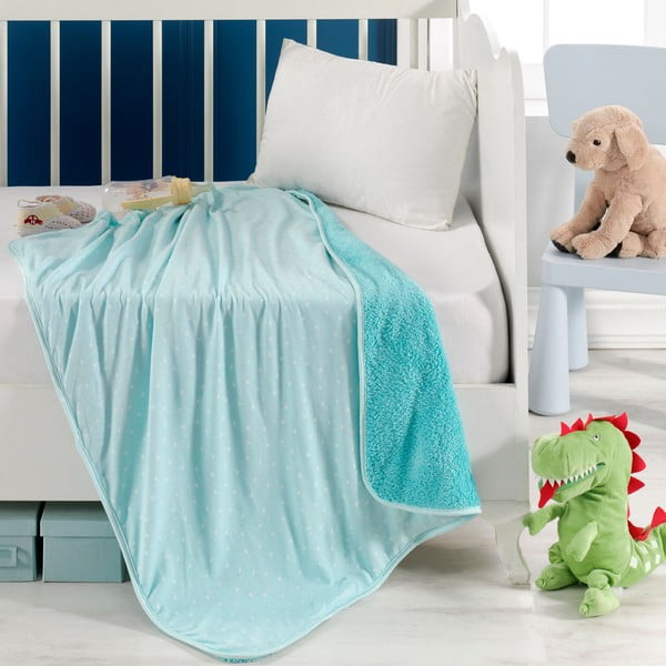 Pătură pentru copii turcoaz din bumbac 100x80 cm Sunny - Mijolnir-image-3