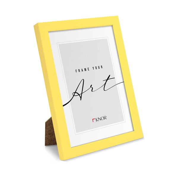 Ramă foto galbenă cu picior de susținere/de agățat 12x17 cm – knor