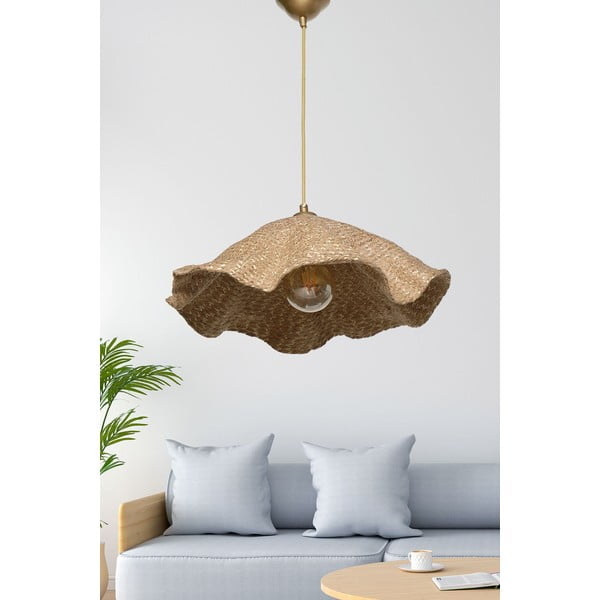 Lustră maro deschis cu abajur textil ø 44 cm – Opviq lights
