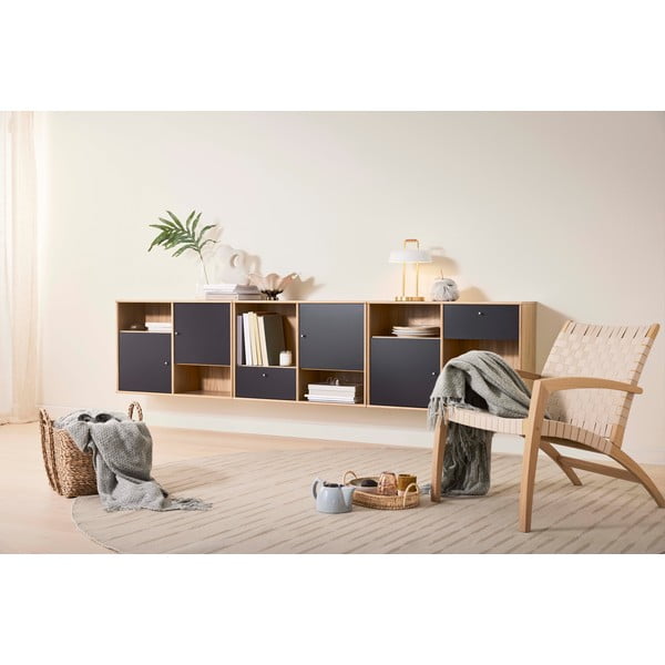 Comodă joasă neagră cu aspect de stejar  267x61 cm Mistral - Hammel Furniture-image-1