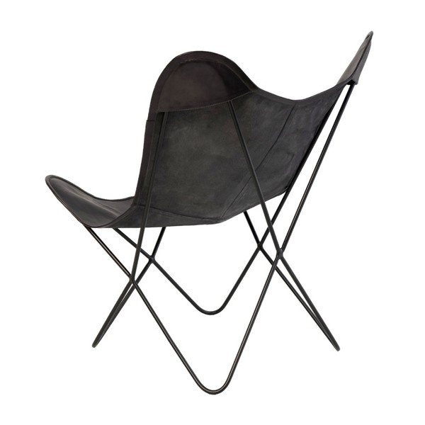 Fotoliu din piele tip fluture sømcasa Farfalla, negru-image-4