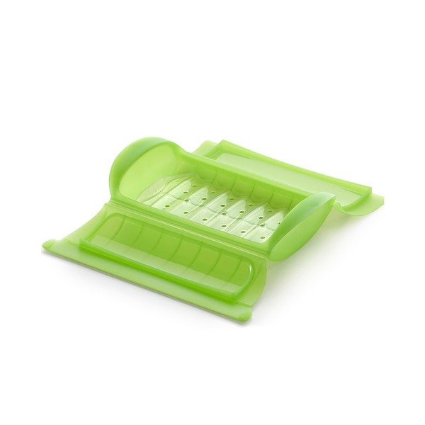 Recipient din silicon de copt cu tavă gătire la aburi pentru 1 - 2 porții Lékué Steam Case, verde-image-1