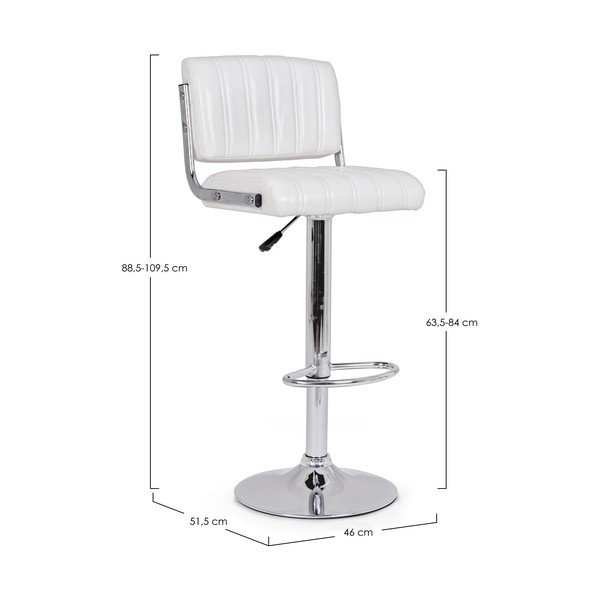 Scaun de bar alb cu înălțime ajustabilă/rotativ din imitație de piele Barclay – Bizzotto-image-4