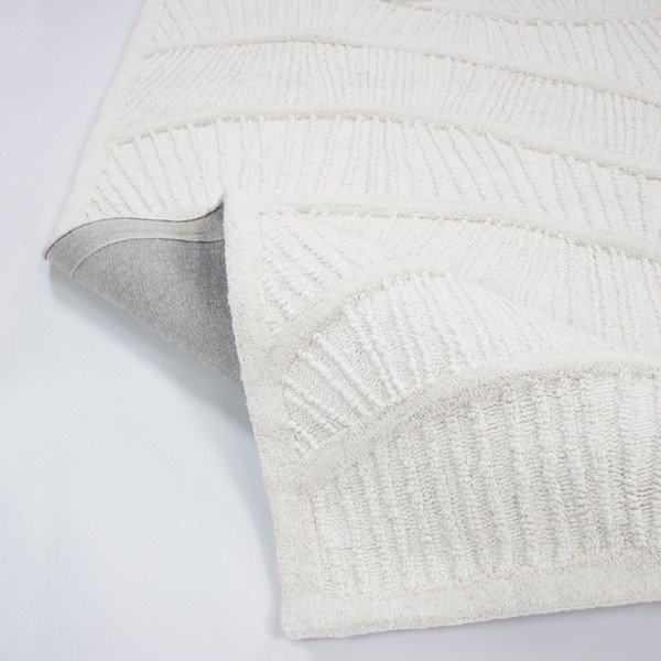 Covor alb țesut manual din amestesc de lână 140x200 cm Sculptured Wave – Flair Rugs-image-3