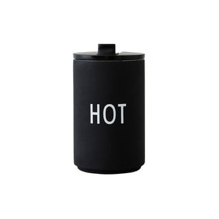 Cană de voiaj termică negru Design Letters Hot, 350 ml