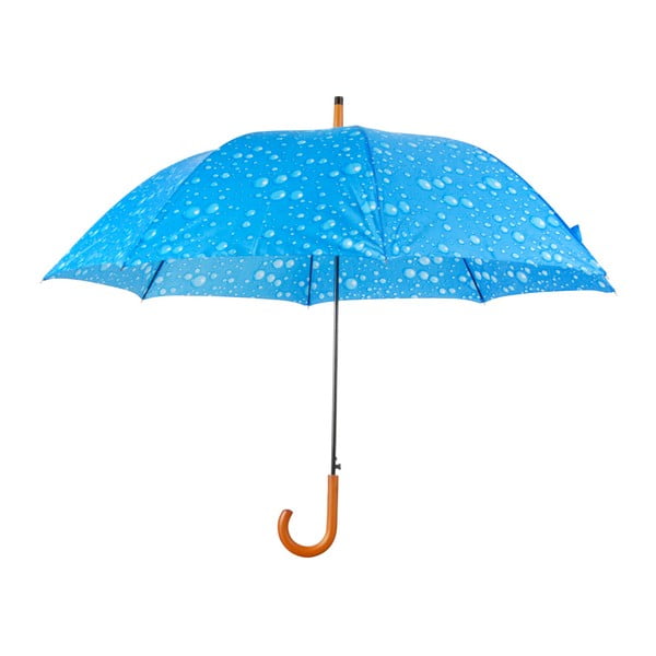 Umbrelă cu mâner din lemn Esschert Design Rain, albastru