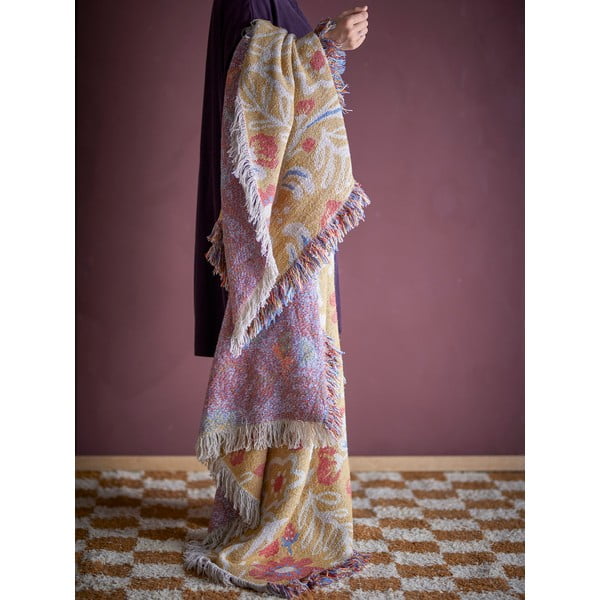 Pătură galbenă din bumbac reciclat 130x160 cm Reims – Bloomingville-image-1