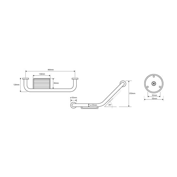 Mâner de siguranță pentru baie de montat pe perete din oțel inoxidabil 45,5 cm – Sapho-image-1