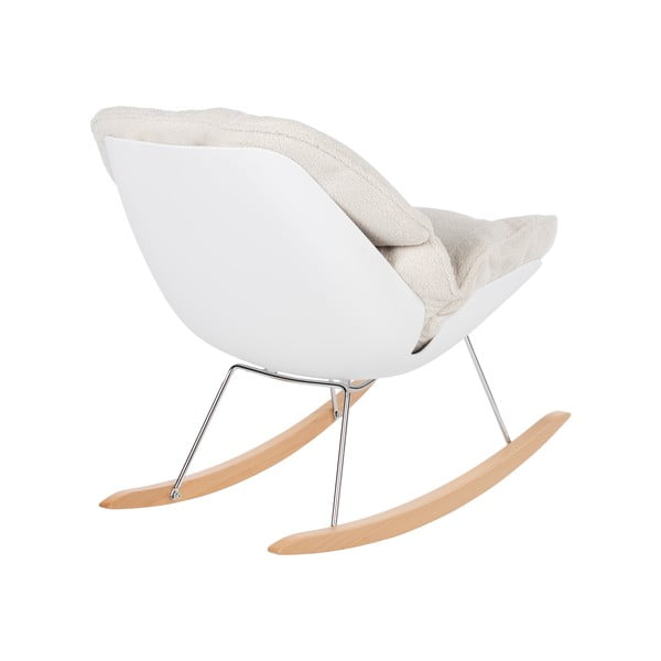 Fotoliu crem balansoar cu tapițerie din țesătură bouclé Rocky – White Label-image-4